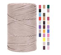 ChongKuan Rope Lot de 2, 1 fil de coton tressé - 3 mm x 225 m - Pour crochet, macramé, sacs, boulangerie, cordons, etc