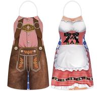 CHONGQILAO Oktoberfest Tablier de Cuisine pour Hommes et Femmes, Tablier Fantaisie Bavarois, Créatif Tablier de Barbecue, Reglable Tabliers de Oktoberfest pour Cuisine Jardinage Art en Céramique