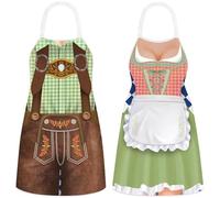 CHONGQILAO Oktoberfest Tablier de Cuisine pour Hommes et Femmes, Tablier Fantaisie Bavarois, Créatif Tablier de Barbecue, Reglable Tabliers de Oktoberfest pour Cuisine Jardinage Art en Céramique