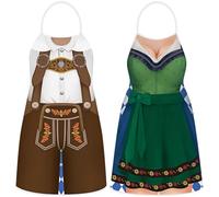 CHONGQILAO Oktoberfest Tablier de Cuisine pour Hommes et Femmes, Tablier Fantaisie Bavarois, Créatif Tablier de Barbecue, Reglable Tabliers de Oktoberfest pour Cuisine Jardinage Art en Céramique