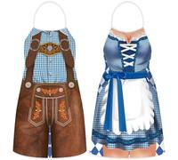 CHONGQILAO Oktoberfest Tablier de Cuisine pour Hommes et Femmes, Tablier Fantaisie Bavarois, Créatif Tablier de Barbecue, Reglable Tabliers de Oktoberfest pour Cuisine Jardinage Art en Céramique