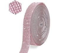 CHONGQILAO Ruban Strass en Cristal, Auto-adhésifs Ruban de Strass, Strass Autocollant, Ruban Strass Décoratif, Auto-Adhésif Autocollant de Décoration Bricolage, Convient pour l'artisanat, DIY (Rose)