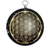 CHONIT Pendentif Orgonite Collier en cristal avec symbole fleur de vie et sac Pendentif de protection Reiki Grande pierre de cristal Femme et Homme, Gemme, Orgonite