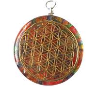 CHONIT Pendentif orgonite en cristal avec symbole fleur de vie, collier et sac, pendentif de protection, pendentif Reiki, grande pierre de cristal pour femme et homme, Normal, Gemme, orgonite