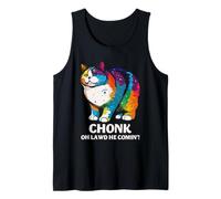 Chonk Cat Humour Oh Lawd He Comin Funny Fat Kitty Art Débardeur