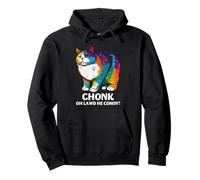 Chonk Cat Humour Oh Lawd He Comin Funny Fat Kitty Art Sweat à Capuche