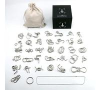 Chonor 36Pcs Mini Casse-tête en Métal Fil Puzzle Ensemble, IQ Test Mental Jeu Logique Éducatif Intelligence Jouet Classique Cadeau pour Adultes et Enfants