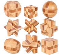 Chonor 9 Pièces 3D Puzzle Casse Tete en Bois - Classique Brain Teaser IQ Puzzle Éducatif Jouet Jeu Jigsaw pour Enfants et Adultes - Idée de Cadeau et de Décoration