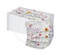 CHONZEROTO 50 Pièces Masque Facial Adulte Protection jetable de la Bouche et du Nez avec Motif Papillon Imprimé Bandana Masque 3 Plis Contre la poussière Foulards en Tissu Multifonctionnel Foulards