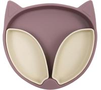 CHOO Assiette à Ventouse pour Bébé - Silicone Antidérapant, Compartiments Divisés, Idéale pour Diversification Alimentaire (DME) - Design Attrayant pour Tout-Petits (Renard Violet)