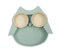CHOO Assiette à Ventouse pour Bébé - Silicone Antidérapant, Compartiments Divisés, Idéale pour Diversification Alimentaire (DME) - Design Attrayant pour Tout-Petits (Hibou Vert)