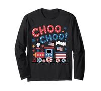 Choo Cute Train 4th July Toddler Boy Drapeau Américain Patriotique Manche Longue