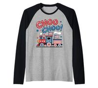 Choo Cute Train 4th July Toddler Boy Drapeau Américain Patriotique Manche Raglan