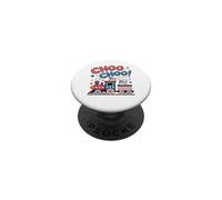 Choo Cute Train 4th July Toddler Boy Drapeau Américain Patriotique PopSockets PopGrip Adhésif