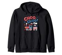 Choo Cute Train 4th July Toddler Boy Drapeau Américain Patriotique Sweat à Capuche