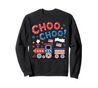 Choo Cute Train 4th July Toddler Boy Drapeau Américain Patriotique Sweatshirt