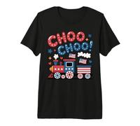 Choo Cute Train 4th July Toddler Boy Drapeau Américain Patriotique T-Shirt Haut de Gamme