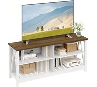 ChooChoo Farmhouse Meuble TV pour téléviseurs jusqu'à 140,7 cm, centre de divertissement moderne avec 4 étagères ouvertes et trous de câble intégrés, console multimédia pour salon, chambre à coucher,
