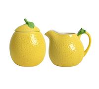 CHOOLD Ensemble sucrier en céramique en forme de citron, pichet à crème, sucrier avec couvercle, ensemble de service à café