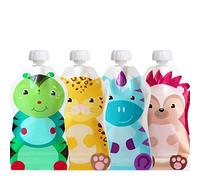 ChooMee Gourdes Réutilisables Bébé & Tout-Petit | Sans BPA | Pochette Rechargeable pour Compotes, Purées & Yaourts | Double Fermeture, Large Ouverture | 4 pcs 5 oz SnakPack FreshSquad