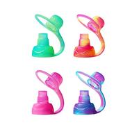 ChooMee SoftSip bec pour gourde alimentaire | Embout anti-fuite pour les tout-petits | Protège les gencives | Silicone sans BPA | 4 pièces - Jaune Rose Swirl, Vert Violet Swirl