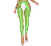 Choomomo Collant sans Entrejambe Femme Sexy Legging Érotique Pantalon Moulant Collants Fétiche Accessoire Sexuel Costume Danse Pole Clubwear M-L Vert Fluorescent C L