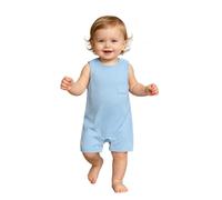 Choomomo Combinaison Sans Manches Pour Bébé Garçon Combinaison Courte En Coton Tenue Pour Rentrer À La Maison Salopette Décontractée Crèche Bleu clair 6-12 mois