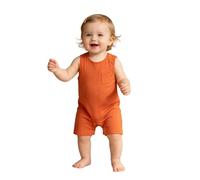 Choomomo Combinaison Sans Manches Pour Bébé Garçon Combinaison Courte En Coton Tenue Pour Rentrer À La Maison Salopette Décontractée Crèche Orange 12-18 mois