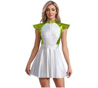 Choomomo Déguisement Astronaute Cosmonaute Femme Combinaison de Cadet Spatiale Métallique Brillant Costume Alien Espace Costume Carnaval Halloween Mascarade S-4XL Vert S