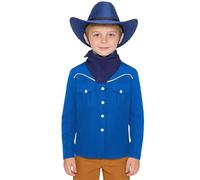 Choomomo Enfants Chemise De Cosplay Inspirée Du Western Tenue Rodeo Occidental Haut Manches Longues Avec Chapeau Cow Boy Et Foulard Scène Bleu 5-6 ans