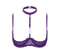 Choomomo Femme Soutien-Gorge Sein Nu Dentelle Push Up Redresse-Sein Harnais de Poitrine Brassière Pigeonnant Bra Sexy Style Punk Gothique Costume Underwear S-5XL Violet S