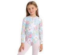Choomomo Fille Combinaison Bain pour Filles Chemises Natation Fermeture Éclair Devant Gilet De Protection À Manches Longues Wakeboard Bleu 3-4 Ans