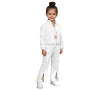 Choomomo Fille Ensemble Veste Et Pantalon pour Filles Ensembles Veste Manches Longues Et Pantalons Tenue De Trois Pièces pour Filles Gilet Blanc 18-24 Mois