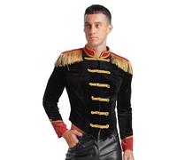 Choomomo Homme Uniforme Fanfare Parade Frangée Costume Cirque Ringmaster Manche Longue Vetse Manteau Blouse Danse Déguisement Cosplay Halloween Carnaval S-3XL Noir B L