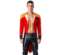 Choomomo Homme Veste Longue de Pirate Comte Déguisement Costume Monsieur Loyal Cirque Halloween Carnaval Noël Fête Blazer Prince Soirée Gentilhomme S-4XL B Rouge XL