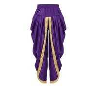 Choomomo Pantalon Kurta Dhoti en Soie Enfant Garçon Pantalons Dhoti Elastique Prêt à l'Emploi Costume Danse du Ventre Ethnique Indien Sarouel Pants 5-16 Ans Violet 5-6 ans