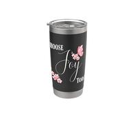 Choose Joy Today Citation florale papillon Gobelet isotherme en acier inoxydable double paroi
