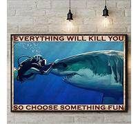 Choose Something Fun Poster mural en papier Motif requin 20,3 x 30,5 cm