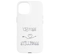 Choose Stillness Minimalist Heart Arrow Yoga Meditation Fun Coque pour iPhone 15