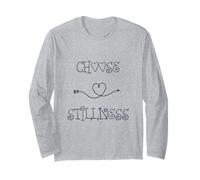 Choose Stillness Minimalist Heart Arrow Yoga Meditation Fun Manche Longue