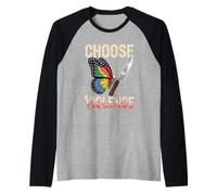 Choose Violence Couteau Papillon Humoristique Contraste Meme Insolite Manche Raglan