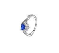 CHOOSE YOUR COLOR Heart Knot Promise Ring 925 Sterling Silver Female Piercing Anneaux Bijoux (Blue, D)