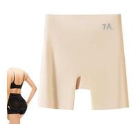 Choosemuc 7A Ice Silk Culotte de compression 3 en 1 pour femme Taille haute Contrôle du ventre Culotte sans couture, nude, L