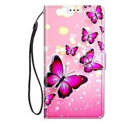 ChoosEU Coque pour Honor 200 Lite 5G Housse Cuir avec Protection Etui Portefeuille Antichoc Magnétique Étui à Rabat et Folio Support Pochette Cover élégant Motif pour Femmes Flip Case - Papillon Rose