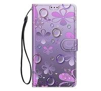 ChoosEU Coque pour Huawei Y6 2019 / Honor 8A Housse Cuir avec Silicone Etui Portefeuille Antichoc Étui à Rabat et Folio Magnétique Support Stand Fonction élégant Motif pour Filles Femmes - Mauve A