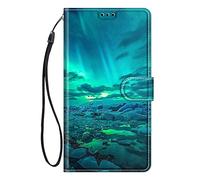 ChoosEU Coque pour Oppo A53 / A53S / A33 / A32 2020 Cuir avec Silicone Souple Etui Portefeuille Antichoc Étui à Rabat et Folio Motif Fine Fonction Support pour Filles Femmes Homme Housse - Feu Vert