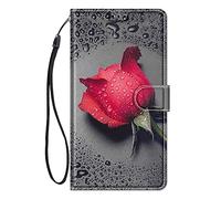 ChoosEU Coque pour Oppo A53 / A53S / A33 / A32 2020 Cuir avec Silicone Souple Etui Portefeuille Antichoc Étui à Rabat et Folio Motif Fine Fonction Support pour Filles Femmes Homme Housse - Rose Rouge