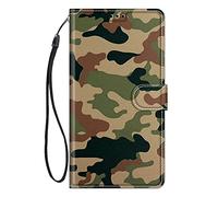ChoosEU Coque pour Oppo A74 5G / Oppo A54 5G / Oppo A93 5G Housse Cuir avec Silicone Etui Portefeuille Antichoc Étui à Rabat et Folio Support Stand Motif pour Filles Femmes Garçons - Vert Camouflage