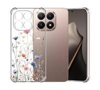 ChoosEU Transparent Coque pour Xiaomi Mi 15T / 15 T Mince Souple TPU Silicone Etui Fine Soft Étui avec Fleur Florale Motif pour Fille Femme Antichoc Protection Case Cover Clair Housse - Bleu Rose