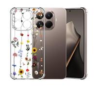 ChoosEU Transparent Coque pour Xiaomi Mi 15T Pro / 15 T Pro Mince Souple TPU Silicone Etui Fine Soft Étui avec Fleur Florale Motif pour Fille Antichoc Protection Case Cover Clair Housse - Tournesol